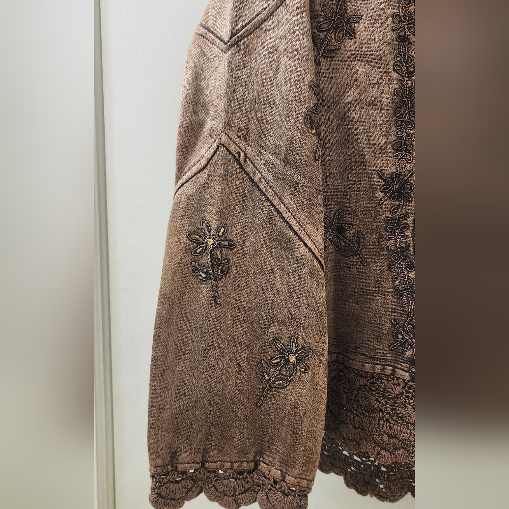 Flashback Embroidered Brown Jacket, Size Medium, … - image 8